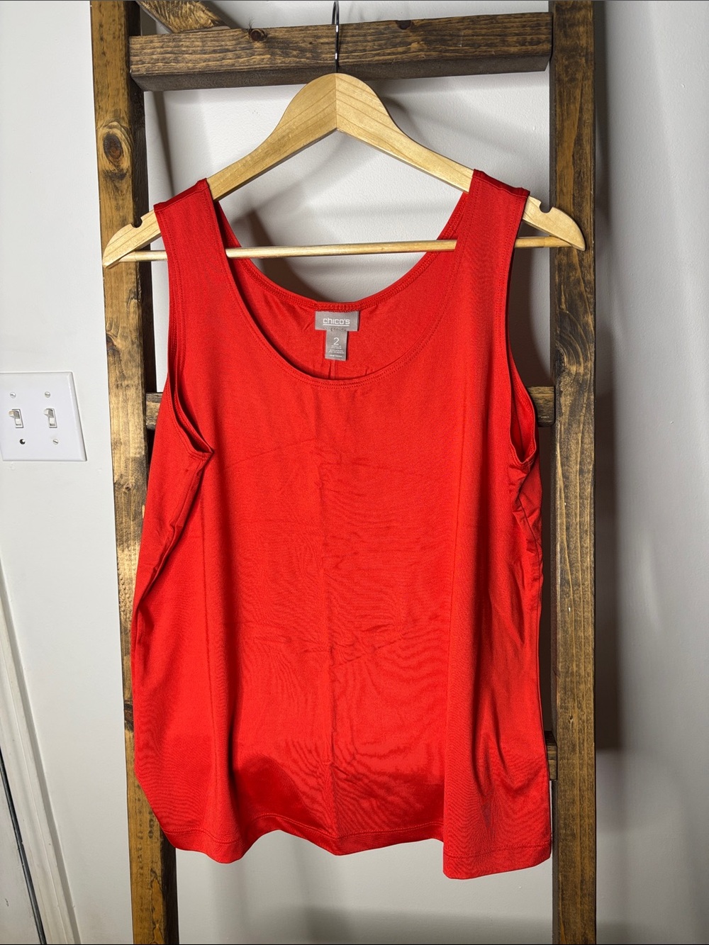 Chico's Red Scoop Neck Tank Top Size L